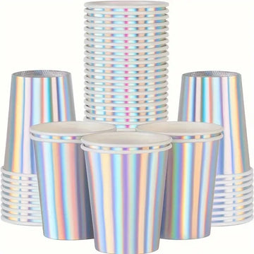 40PCS Holographic Paper Cups – Disposable Party Cups for Birthday, Wedding, Baby Shower & Events