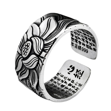 Lotus Sutra Ring – Vintage Adjustable Buddhist Ring | Copper Non-Tarnish