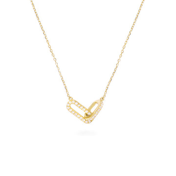 925 Sterling Silver Gold Plated V Shape Necklace for Women, Dainty Diamond Zircon Pendant Chain, Minimalist Heart Link Necklace, Elegant Jewelry Gift for Her, Birthday Valentine's Day Anniversary