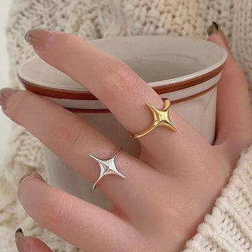 S925 Sterling Silver Adjustable Star Ring - Minimalist Aurora-Inspired Statement Jewelry