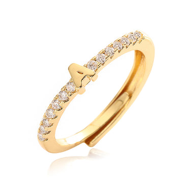 Custom Initial Letter Ring – 26 Alphabet Options | Gold Plated, Adjustable CZ Ring