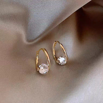 Minimalist Gold CZ Hoop Earrings β Classic Everyday Huggie Earrings for Women