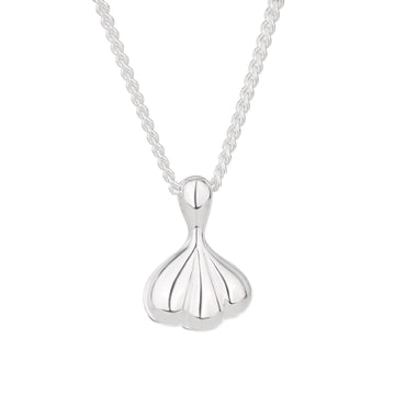 925 Sterling Silver Garlic Pendant Necklace, Minimalist Clove Design, Handmade Vegetable-Inspired Jewelry, Anti-Evil Charm Gift for Women, Unique Cute Silver Food Jewelry for Everyday Wear