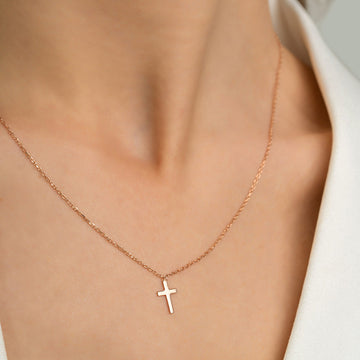 Minimalist Cross Pendant Necklace – S925 Christian Faith Jewelry for Women & Men, Gold/Silver/Rose Gold