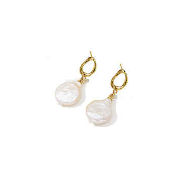 Elegant Baroque Freshwater Pearl Earrings for Women, Irregular Gold Plated Stud Drop Earrings, Minimalist Statement Jewelry, Classic Dangle Pearl Earrings, Chic Gift for Her