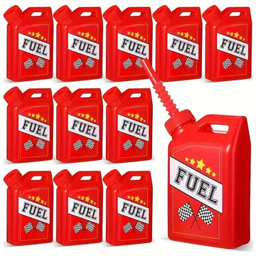 Racing Fuel Can Cups - 4 Pack, 11oz Plastic Gas Can Party Cups with Straws, Racing Theme Party Supplies