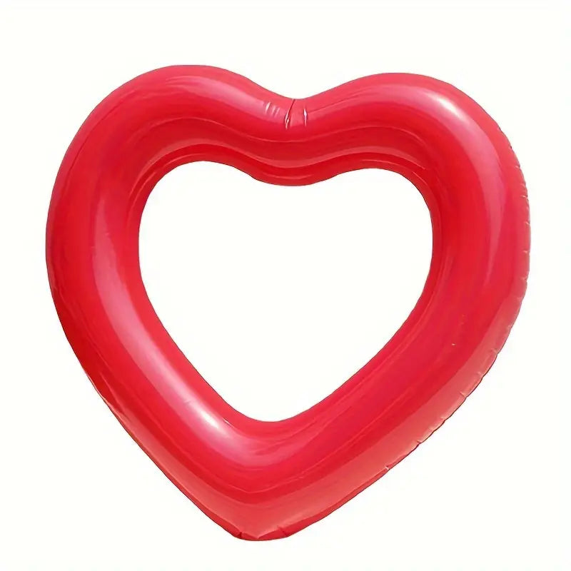 Heart-Shaped Inflatable Pool Float - Large Red Love Tube for Summer Fun, Beach, and Pool Parties | Valentine’s Day & Bachelorette Decor