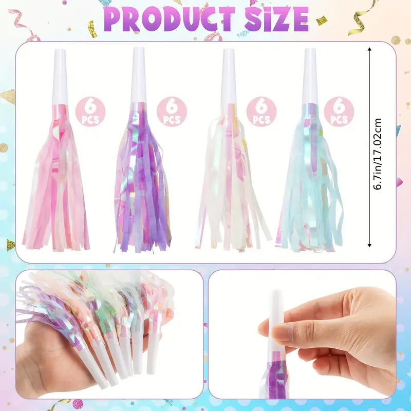 Size and quantity breakdown of foil party blowouts in 4 colors
