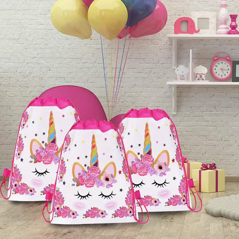 12 PCS Unicorn Drawstring Bags - 34x27cm Party Favor Bags for Kids’ Birthday and Celebrations