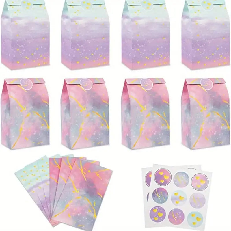 Galaxy-Themed Goodie Bags (12 PCS) - Includes 18 Stickers, Perfect for Birthdays and Celebrations