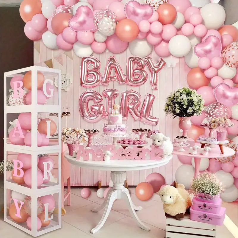 pink and silver balloon arch set with elephant and star foil balloons