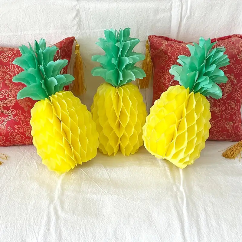 10 PCS Pineapple Honeycomb Decorations - Tropical Party Centerpieces for Hawaiian, Luau, and Summer Events