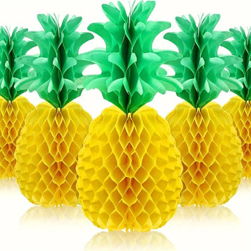 10 PCS Pineapple Honeycomb Decorations - Tropical Party Centerpieces for Hawaiian, Luau, and Summer Events