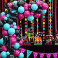 music party balloon arch kit for kids or teen birthday with neon note decorations