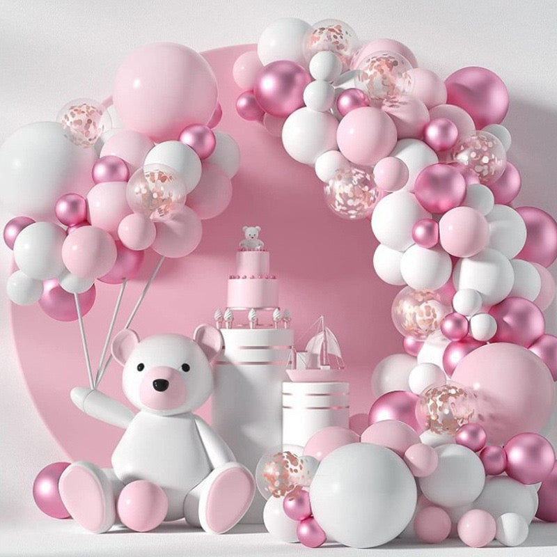 97Pcs/Set Luxury Pink & White Balloon Garland Kit - Perfect for Baby Shower, Birthday Party, Wedding & Event Decorations