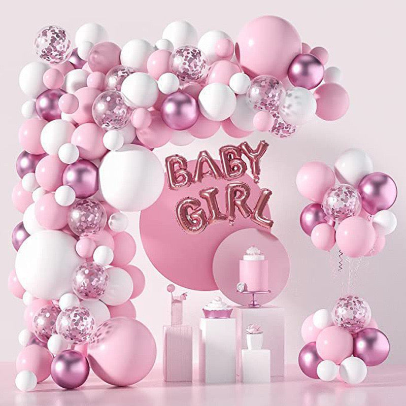 97Pcs/Set Luxury Pink & White Balloon Garland Kit - Perfect for Baby Shower, Birthday Party, Wedding & Event Decorations