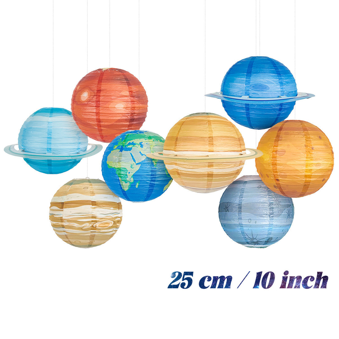 8Pcs/Set Space Planet Decorations Kit - 10 Inch Hanging Planets for Space-Themed Parties, Kids Birthday, Astronaut Decor