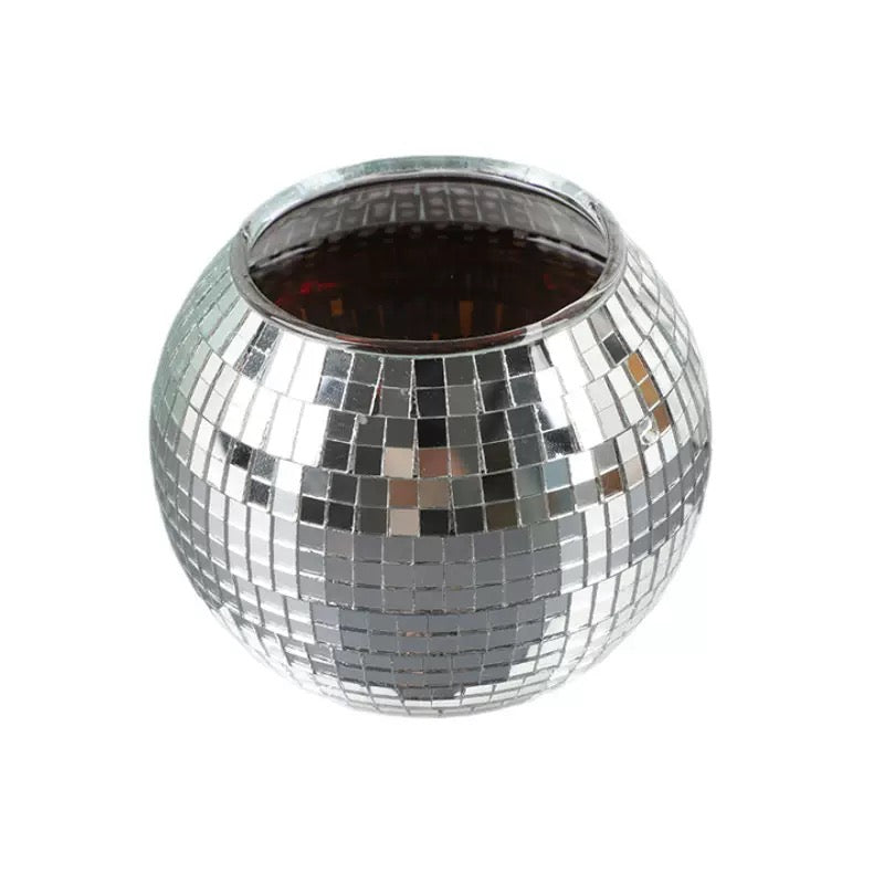 Disco Ball Ice Bucket - Stylish Mirrored Cooler for Parties, Bars, and Events - Durable, Large 9.8” x 7” Size