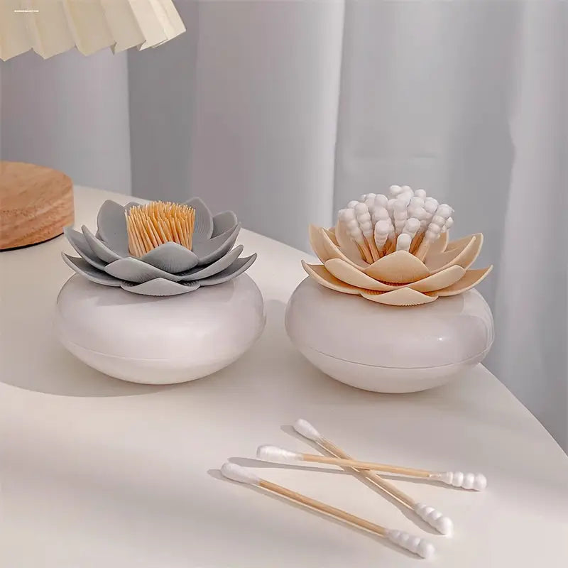 Elegant Lotus Toothpick Holder - Creative Flower Q-tip & Toothpick Storage Box for Kitchen & Bathroom