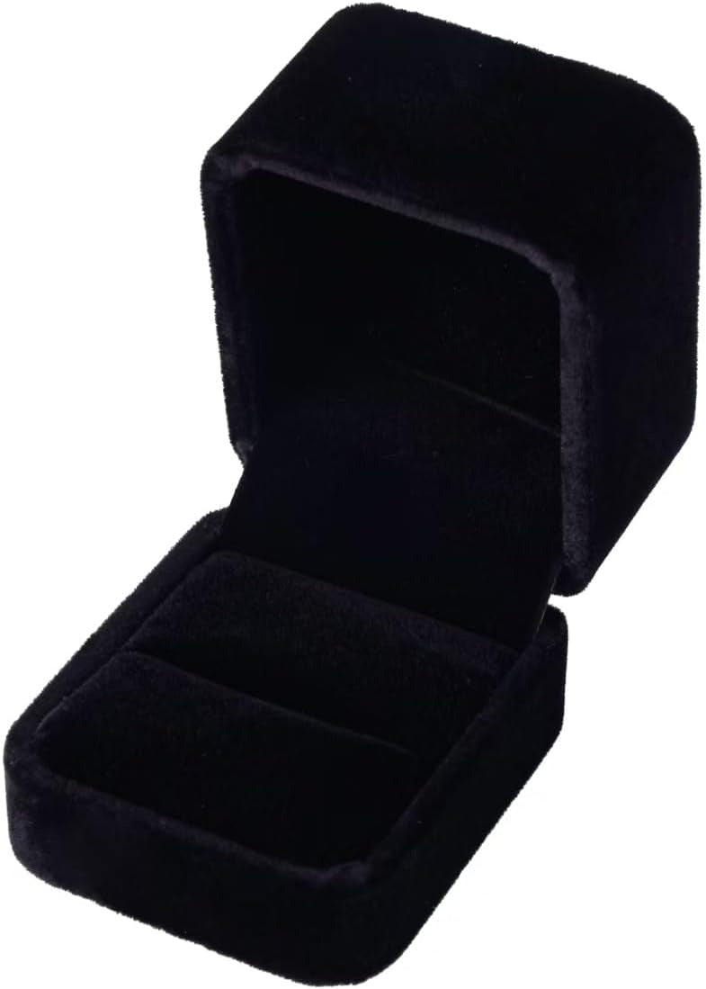 Black Fancy Ring Box Jewelry Box Ring box - Genuine Velvet