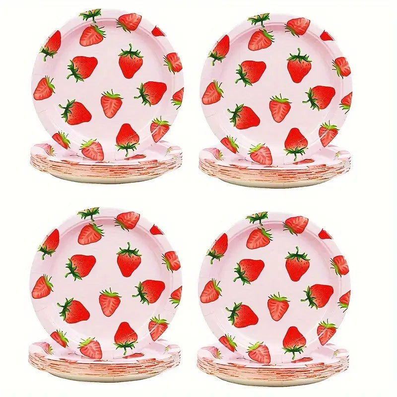 50 PCS Strawberry Disposable Paper Plates - 7 or 9 Inch, Perfect for Summer Parties, Birthdays, and Picnics