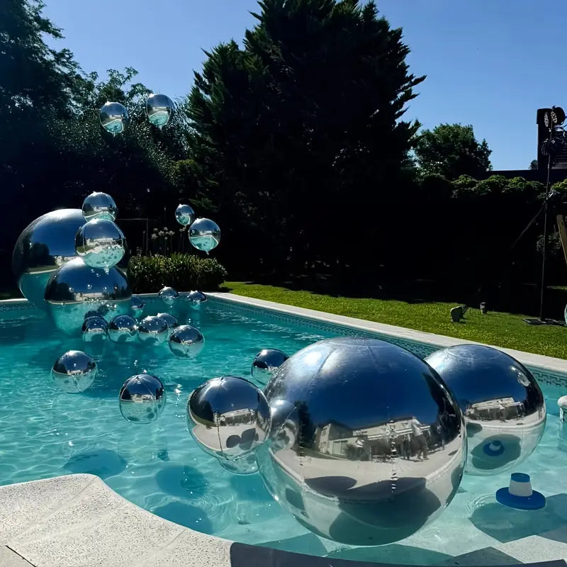 chrome mirror balloons for luxurious pool party, birthday or new year celebration