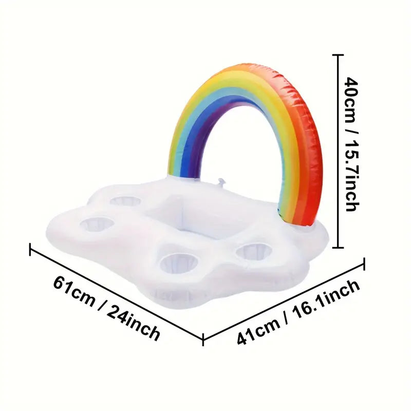 Inflatable Rainbow Pool Float Bar – 1PC Floating Drink Holder & Snack Tray for Pool Parties & Beach Fun