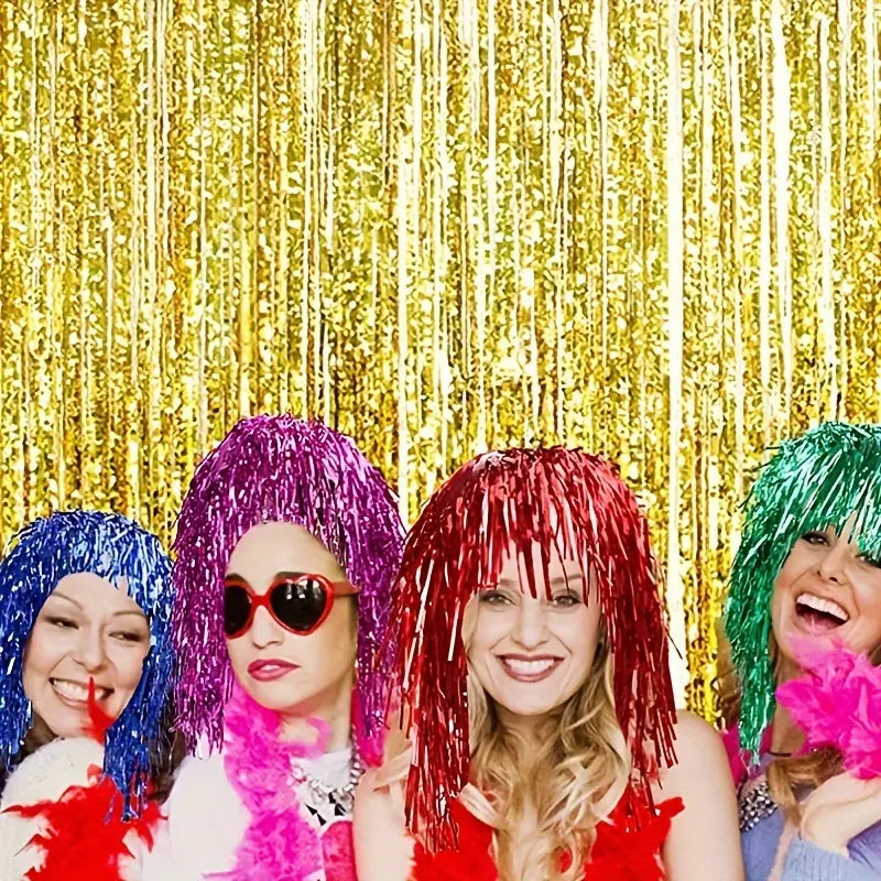 Shiny Tinsel Wig - 6 Colors Party Costume Hairpiece for Birthday, Halloween, Disco & Festival Fun