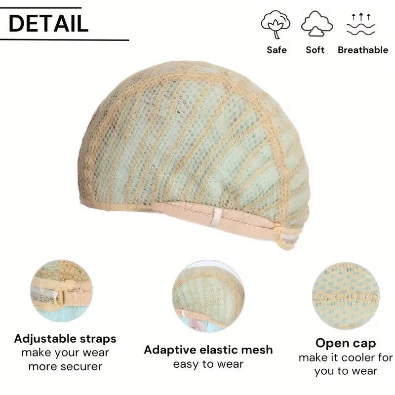 Breathable mesh wig cap with adjustable straps and elastic fit