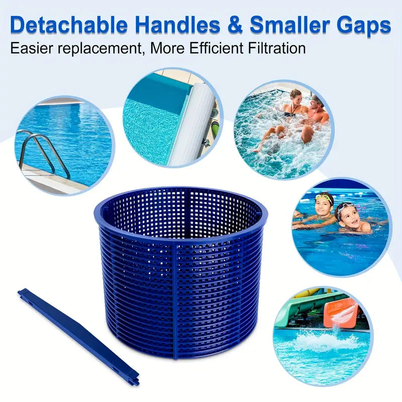 One Set Swimming Pool Skimmer Basket - Heavy-Duty Replacement Filter Basket with Detachable Handle, Durable Pool Strainer for Leaves, Hair & Debris