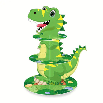 1PC Dinosaur 3-Tier Cupcake Stand - Fun and Durable Party Decoration for Kids’ Dinosaur-Themed Birthday