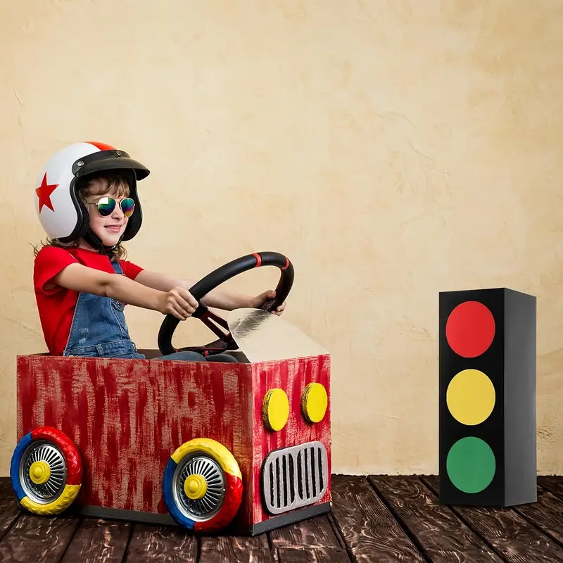 Cardboard traffic light decorations for race car birthday themes