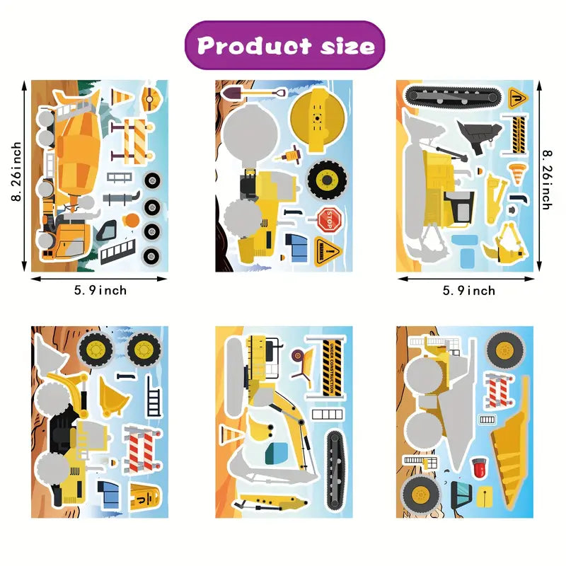 Product size chart showing each sticker sheet measures 8.26 x 5.9 inches