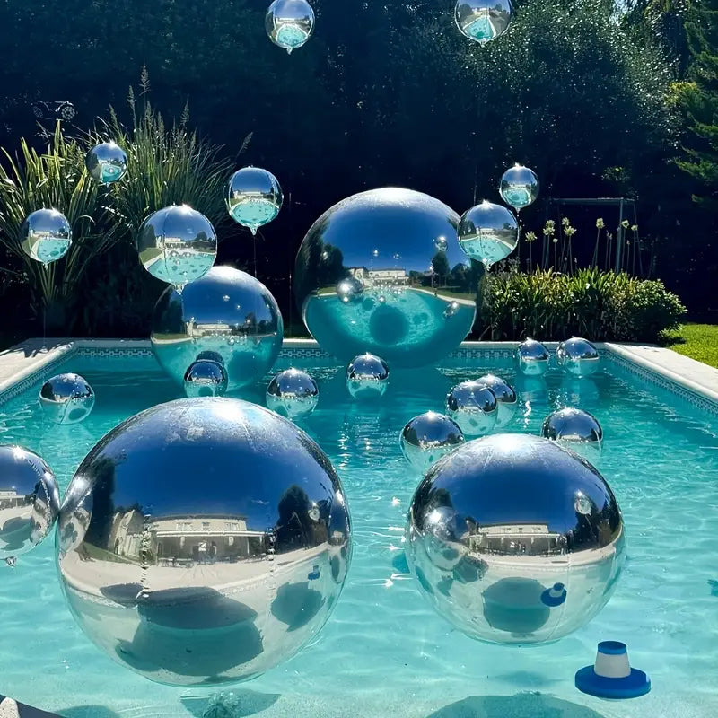 oversized silver chrome balloons for wedding, birthday or new year