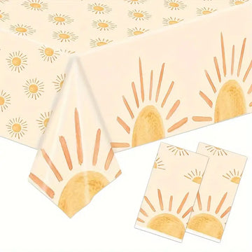 2PCS Sunshine Tablecloth – Disposable 54 x 108 Inches Party Table Cover for Baby Showers, Birthdays, and Celebrations