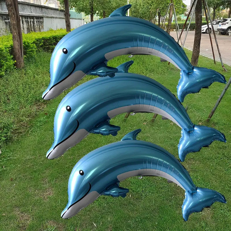 3-Pack Large Dolphin Foil Balloons – 47 Inch Ocean Animal Balloons for Kids’ Birthday, Underwater Party, Beach Theme Decorations