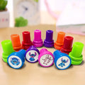 12-piece cartoon stamp set in vibrant colors, ideal for party favors and classroom rewards.