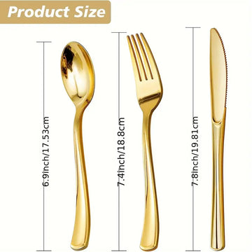 Elegant Gold Disposable Flatware Set (60 PCS) - Perfect for Celebrations, Dinners, and Buffets