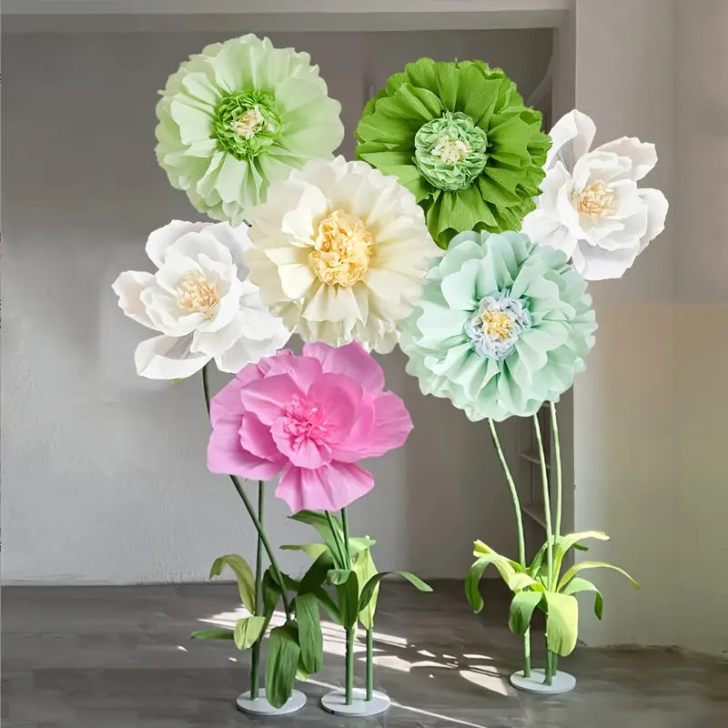 DIY artificial flowers for photo booth and dessert table background.