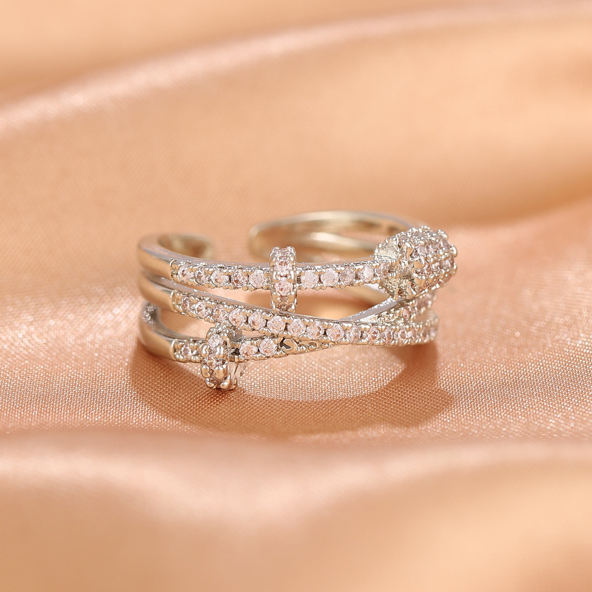 Adjustable CZ Open Rings Collection – Silver Plated | Multiple Elegant Styles for Women