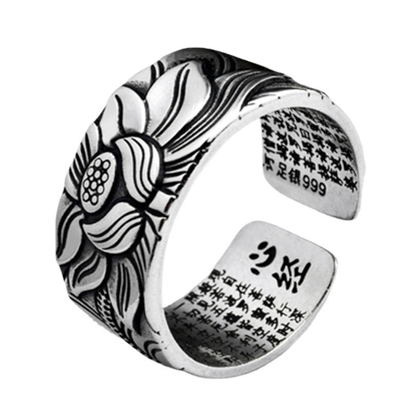 Lotus Sutra Ring – Vintage Adjustable Buddhist Ring | Copper Non-Tarnish
