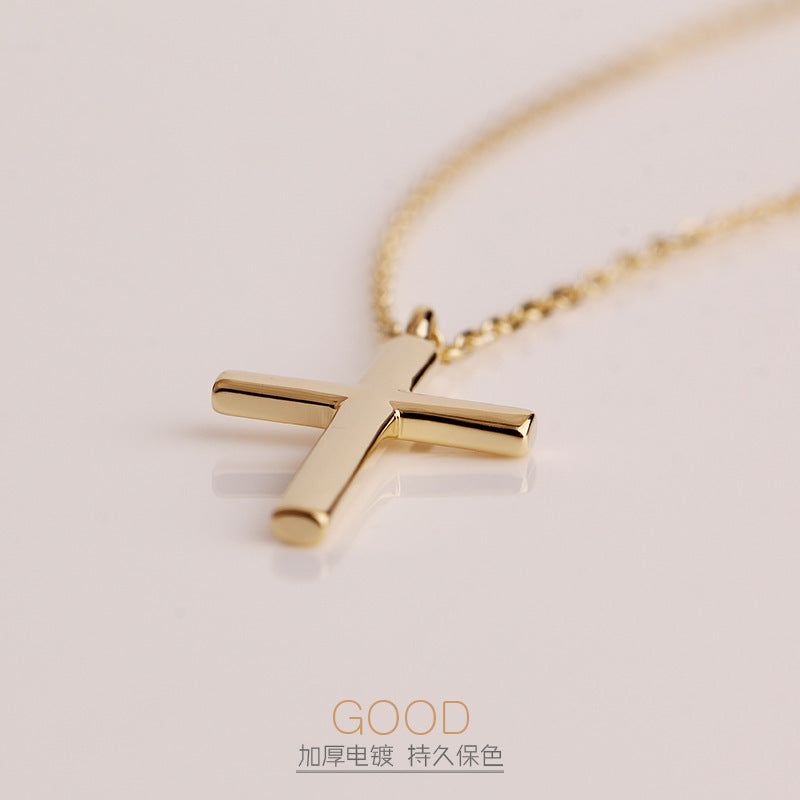 Minimalist Cross Pendant Necklace – S925 Christian Faith Jewelry for Women & Men, Gold/Silver/Rose Gold