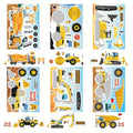 DIY construction site scene made with dump truck and crane stickers