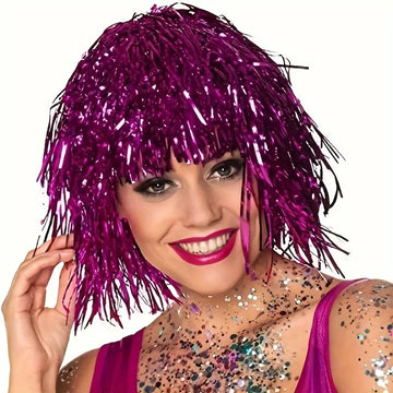 Shiny Tinsel Wig - 6 Colors Party Costume Hairpiece for Birthday, Halloween, Disco & Festival Fun