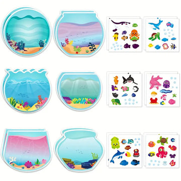 Underwater Sticker Set – 12 Ocean-Themed Stickers with Fish, Sharks, Turtles, and More for Kids, Crafts, and Party Favors