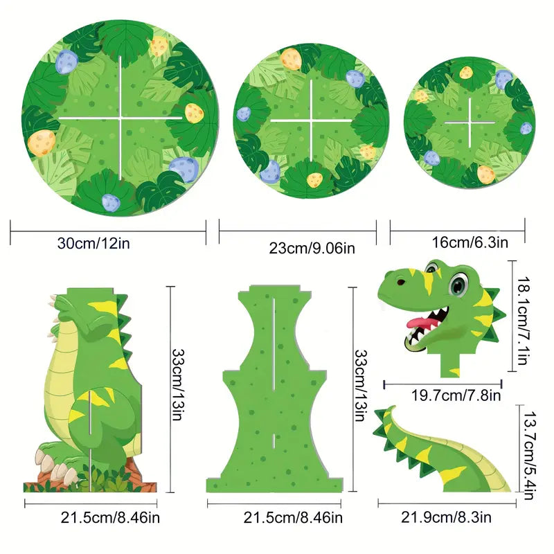 1PC Dinosaur 3-Tier Cupcake Stand - Fun and Durable Party Decoration for Kids’ Dinosaur-Themed Birthday