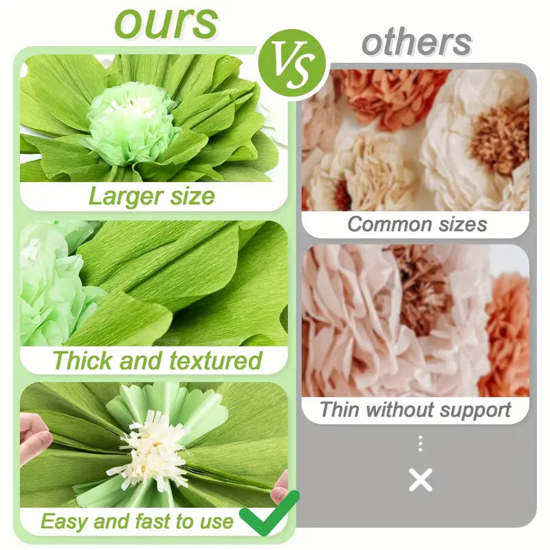 Giant paper flowers for wedding arch or wall decor.