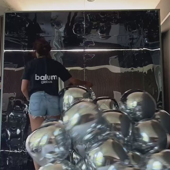 silver metallic balloons set for elegant pool or garden party